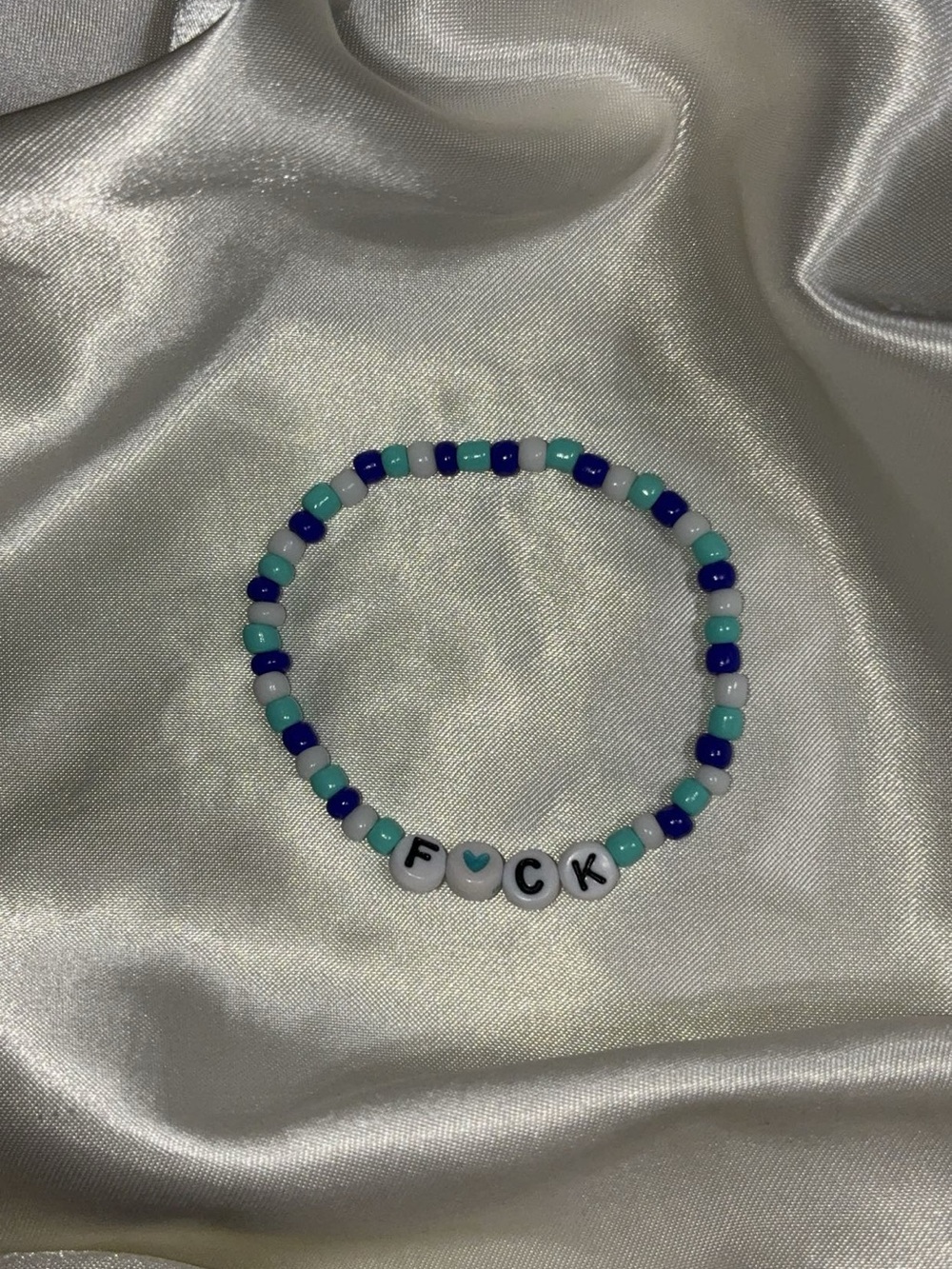 Adult Beaded Letter Bracelet in Blue and Turquoise